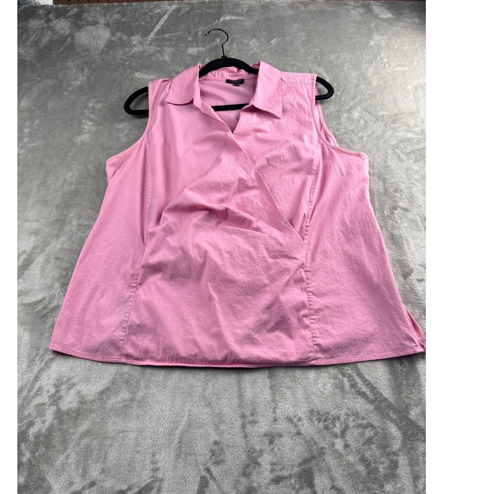 Talbots Woman 16 Petites Pink Sleeveless Wrap Top Blouse Side Zip